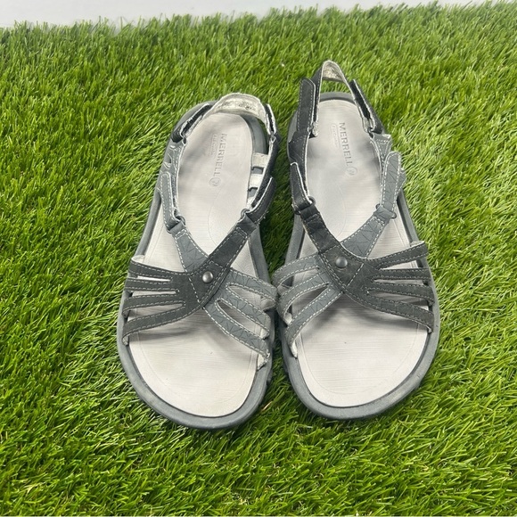 Merrell Women’s Sandals Size 6 Gray Leather Hiking Outdoor Slingback - Picture 2 of 9